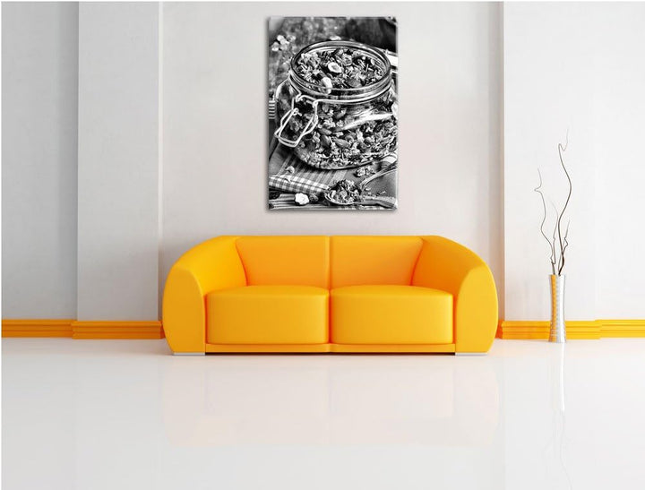 Pixxprint Honig Müsli im Glas als Leinwandbild | Grösse: 100x70 cm | Wandbild | Kunstdruck | fertig