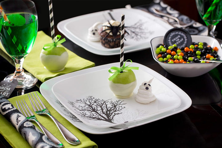 Corelle 18-piece Dinner Set, Timber Shadows, Black and White for 6, Chip Resistant Dinnerware, inclu
