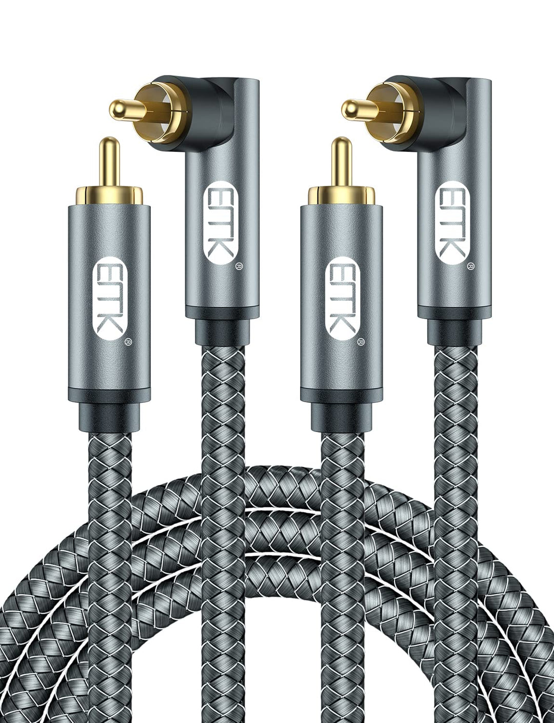 EMK Subwoofer Kabel 90 Grad & Koaxialkabel Digital Audio - 2m 2er-Pack, doppelt geschirmt mit Goldko