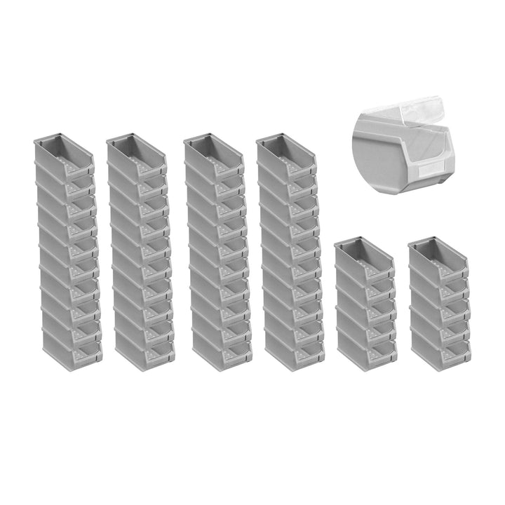 SuperSparSet 40x Graue Sichtlagerbox 2.0 mit Abdeckung | HxBxT 7,5x10x17,5cm | 0,8 Liter | Sichtlage