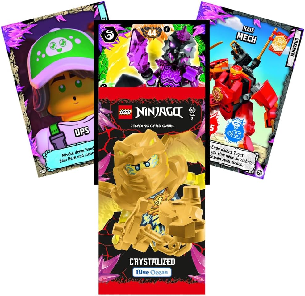 Bundle mit Blue Ocean Lego Ninjago Serie 8 Trading Cards - 10 Booster + Exklusive Collect-it Hüllen