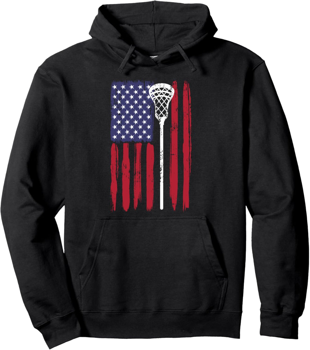 Lacrosse Amerikanische Flagge Lacrosse Spieler USA Pullover Hoodie