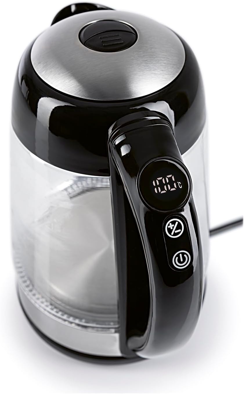 GOURMETmaxx Glas-Wasserkocher LED-Farbwechsel 1,7l 2200W schwarz/Edelstahl
