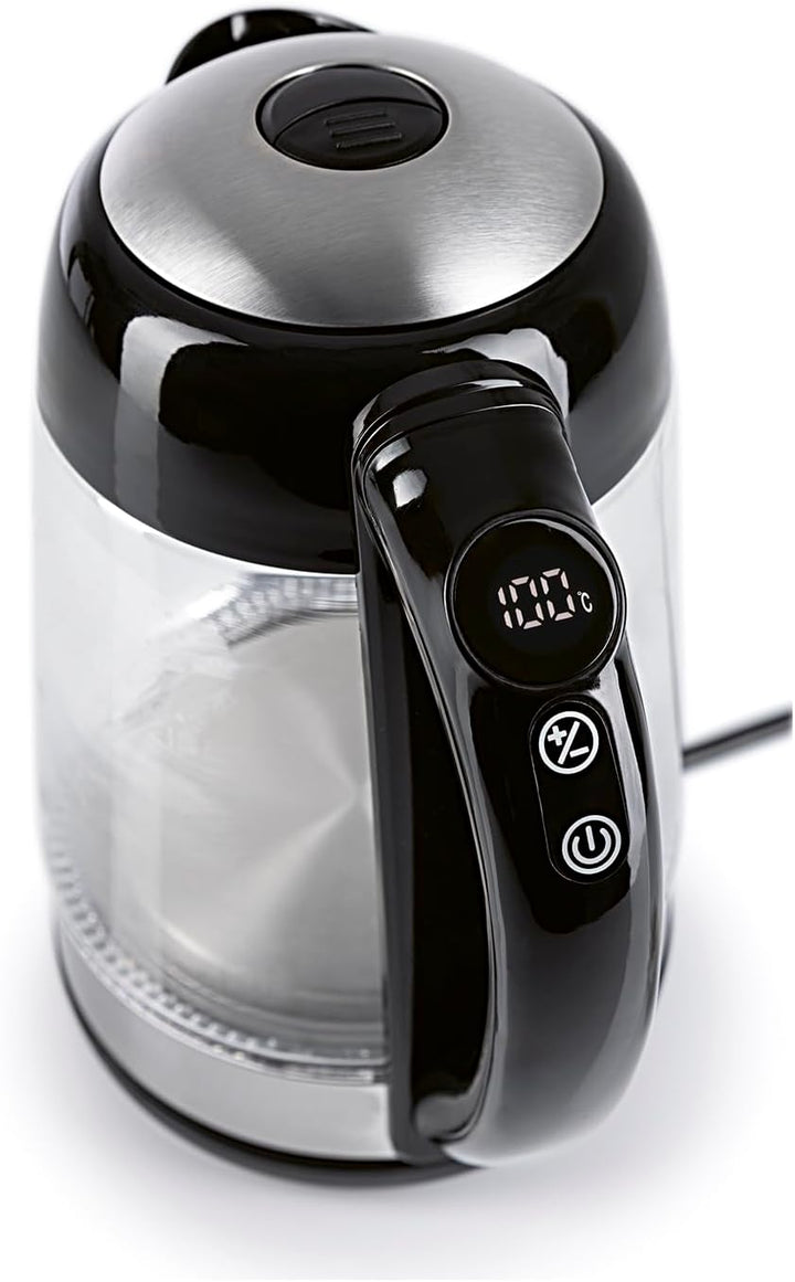 GOURMETmaxx Glas-Wasserkocher LED-Farbwechsel 1,7l 2200W schwarz/Edelstahl