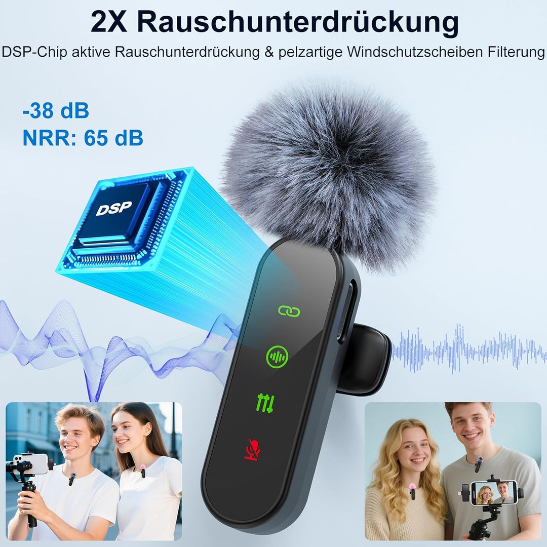 ZealSound M19 Kabelloses Lavalier-Mikrofon für iPhone/Android/PC/iPad, Ultraleichtes Ansteckmikrofon