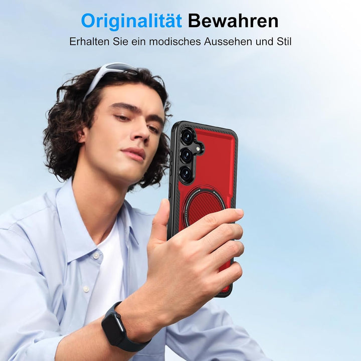 Handyhülle für Samsung Galaxy S24/S25 Hülle fit für Mag-Safe, 360 Grad Magnetisch Metall Ring Handyt