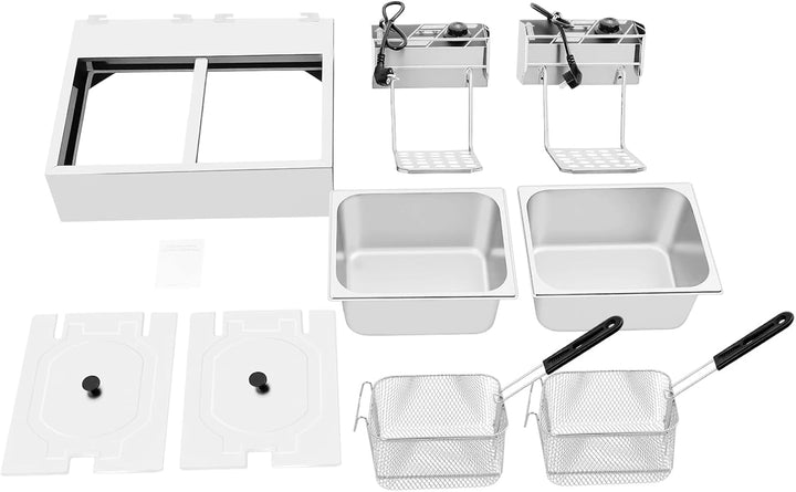 12L Fritteuse Gross mit abnehmbarem Korb 60-200 °C Doppelfriteuse