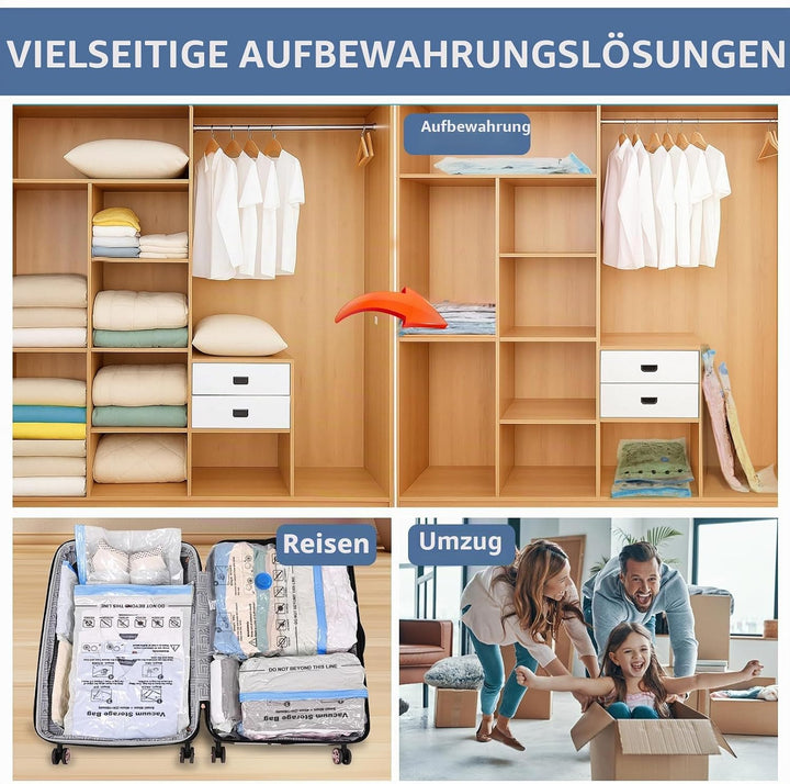 BoxLegend Vakuumbeutel 15 Stück Aufbewahrungsbeutel Reise DickereVakuum Kleiderbeutel 1XXL+2XL+5L+5M