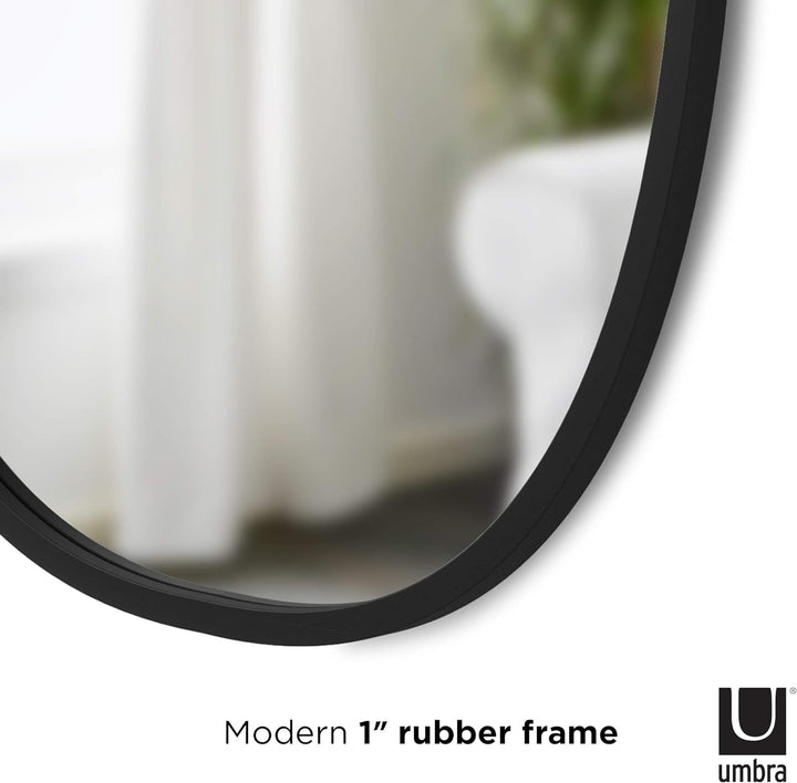 Umbra Hub Wandspiegel – Ovaler Spiegel für Diele, Badezimmer, Wohnzimmer und Mehr, Schwarz, 61x91 cm