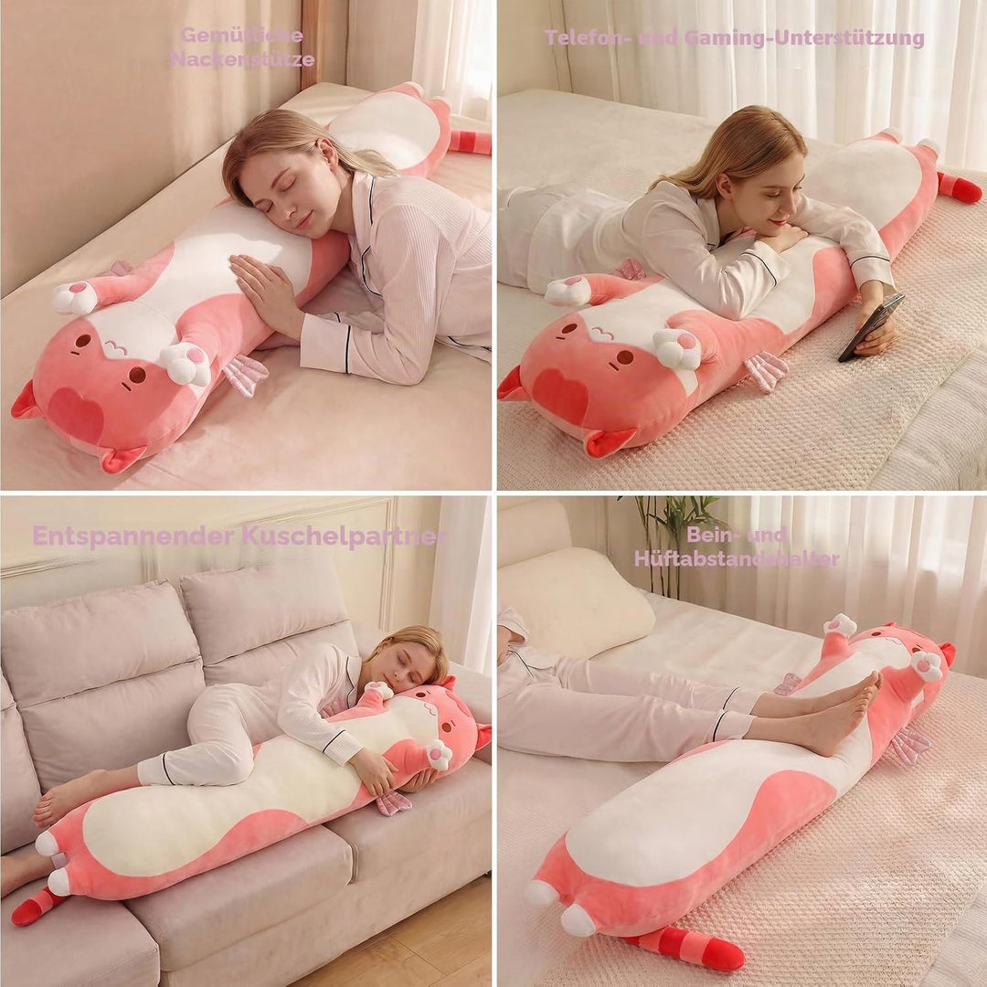 Mewaii 110CM Kuscheltier Kawaii Katzen Plüschkissen Stofftiere Lang Kätzchen Plüschtier Ausgestopfte