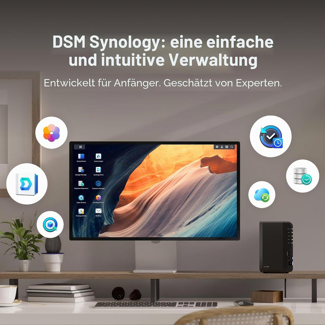 Synology DS225+ 2-Bay Diskstation NAS (Intel Celeron J4125 4-Core 2.0 GHz 2GB DDR4 RAM 2xRJ-45 1GbE