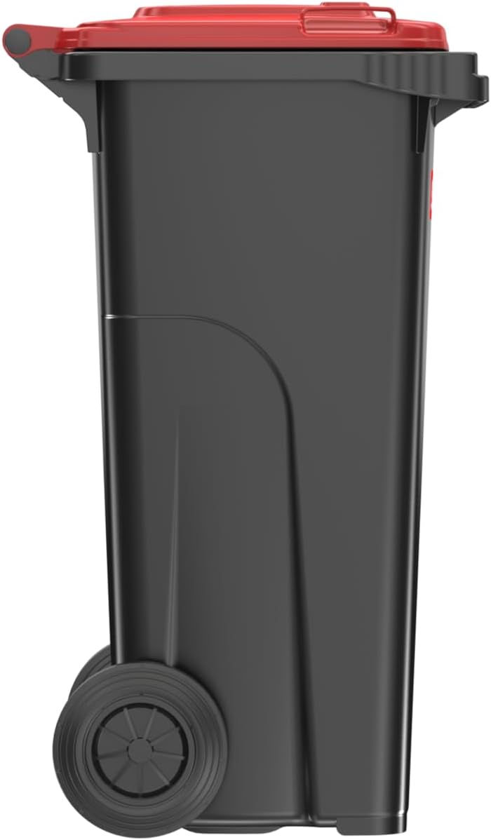 SULO Mülltonne grau mit Deckel Rot, 120 Liter