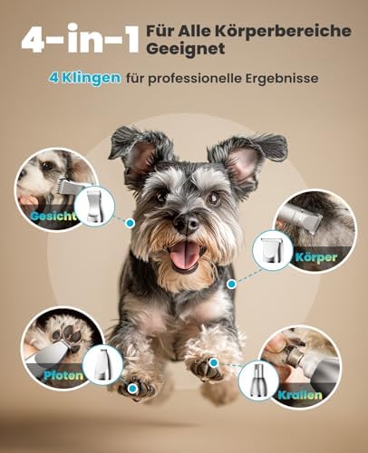 oneisall 4 in 1 Hundeschermaschine Set, Leise Pfotentrimmer/krallenschneider für Hunde+ oneisall Fre