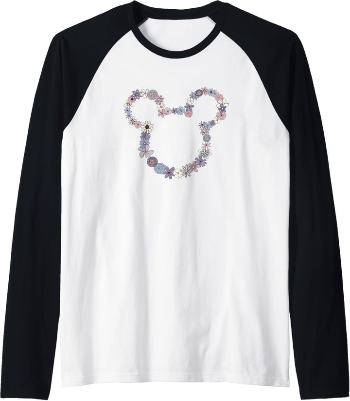 Disney Mickey & Friends Mickey-Umriss mit Blumenmotiv Raglan