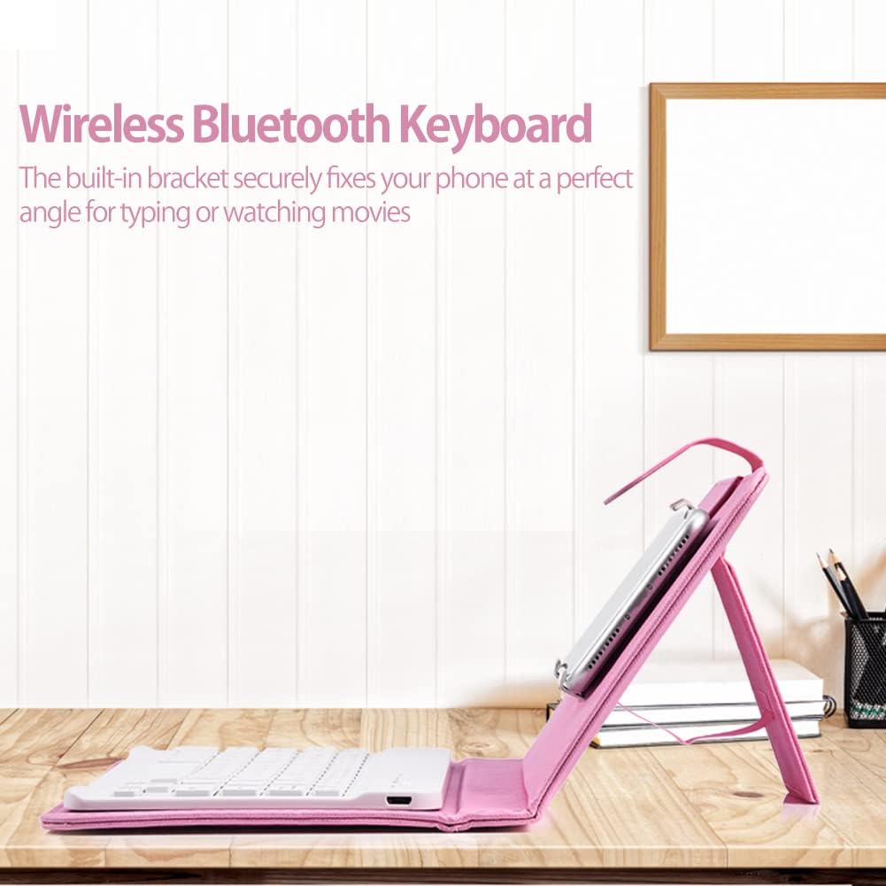 Telefon Universal Wireless Bluetooth Tastatur, Flip Magnetic Leather Travel Tragetasche mit Ständer