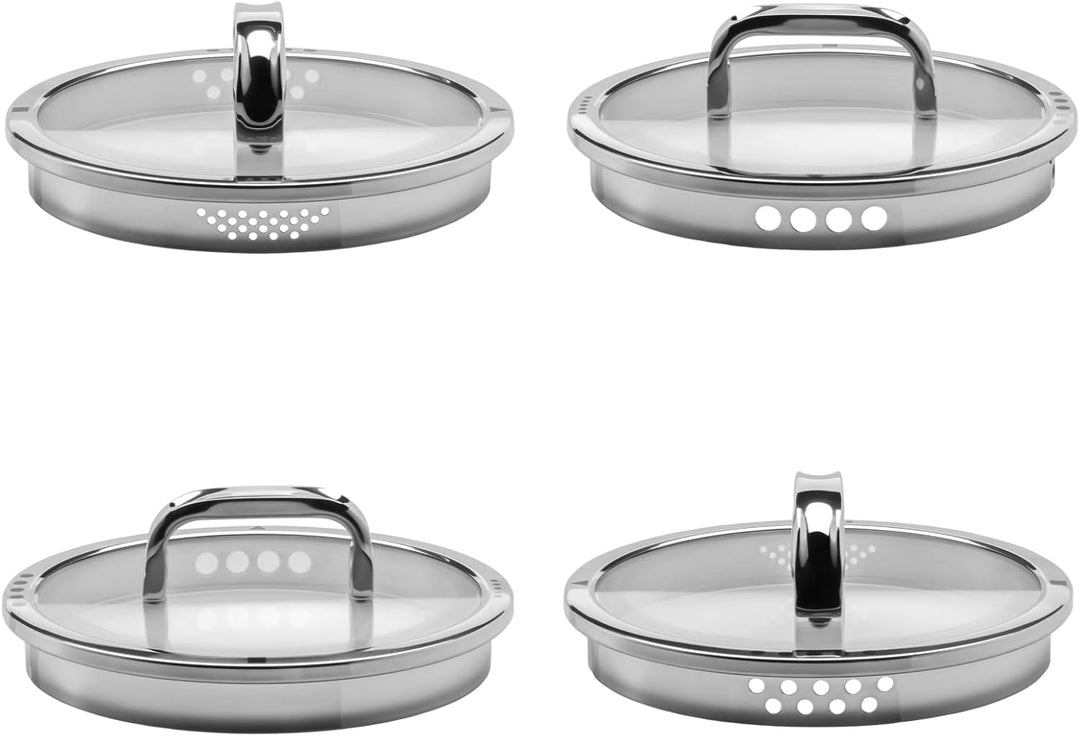 WMF Function 4 Advanced Topfset Induktion 4-teilig, Glasdeckel mit 4 Abgiessfunktionen, Cromargan Ed