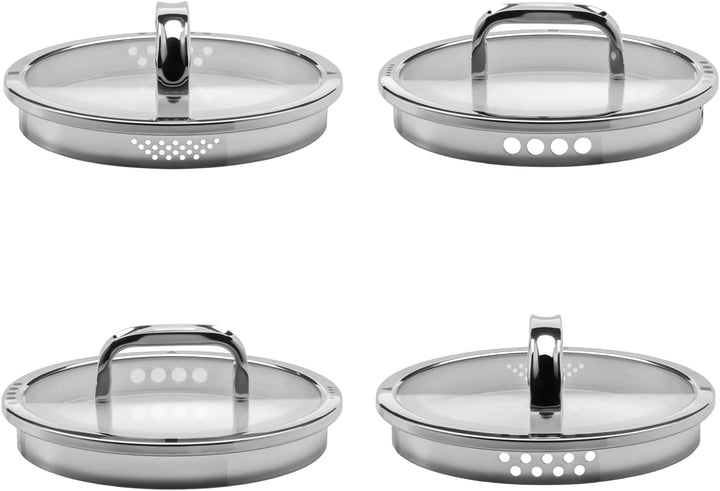 WMF Function 4 Advanced Topfset Induktion 4-teilig, Glasdeckel mit 4 Abgiessfunktionen, Cromargan Ed