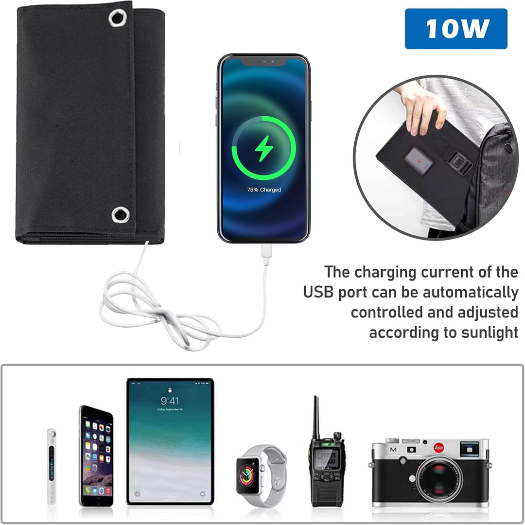 10W Faltbares Solarpanel - Tragbares Solar Ladegerät 5V 2USB Solar Panel Wasserdicht für Outdoor-Akt