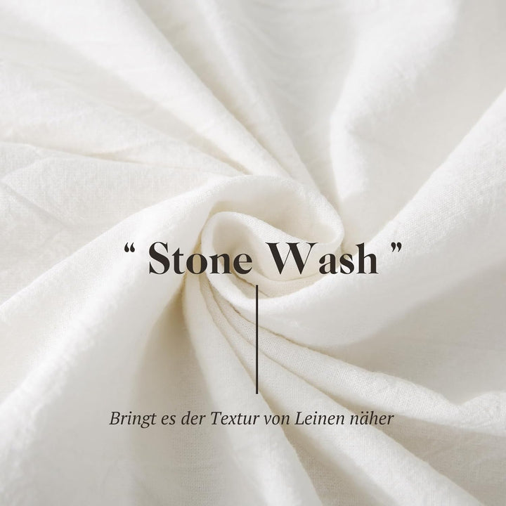 SOULFUL Bettwäsche 135x200 Baumwolle Milky White Milchig Weiss 2tlg. 135*200cm | 1x 80*80cm, Milchig