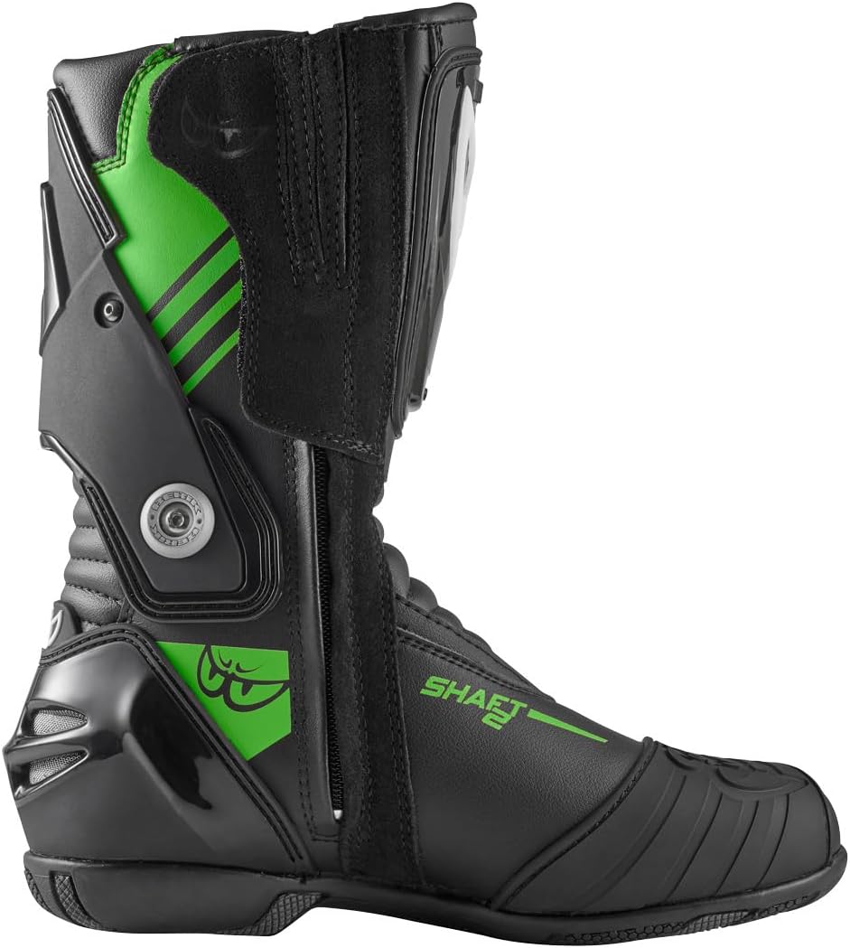 Berik Shaft 3.0 Motorradstiefel, schwarz/grün, 44 Schwarz Grün 44 EU, Schwarz Gr&amp;