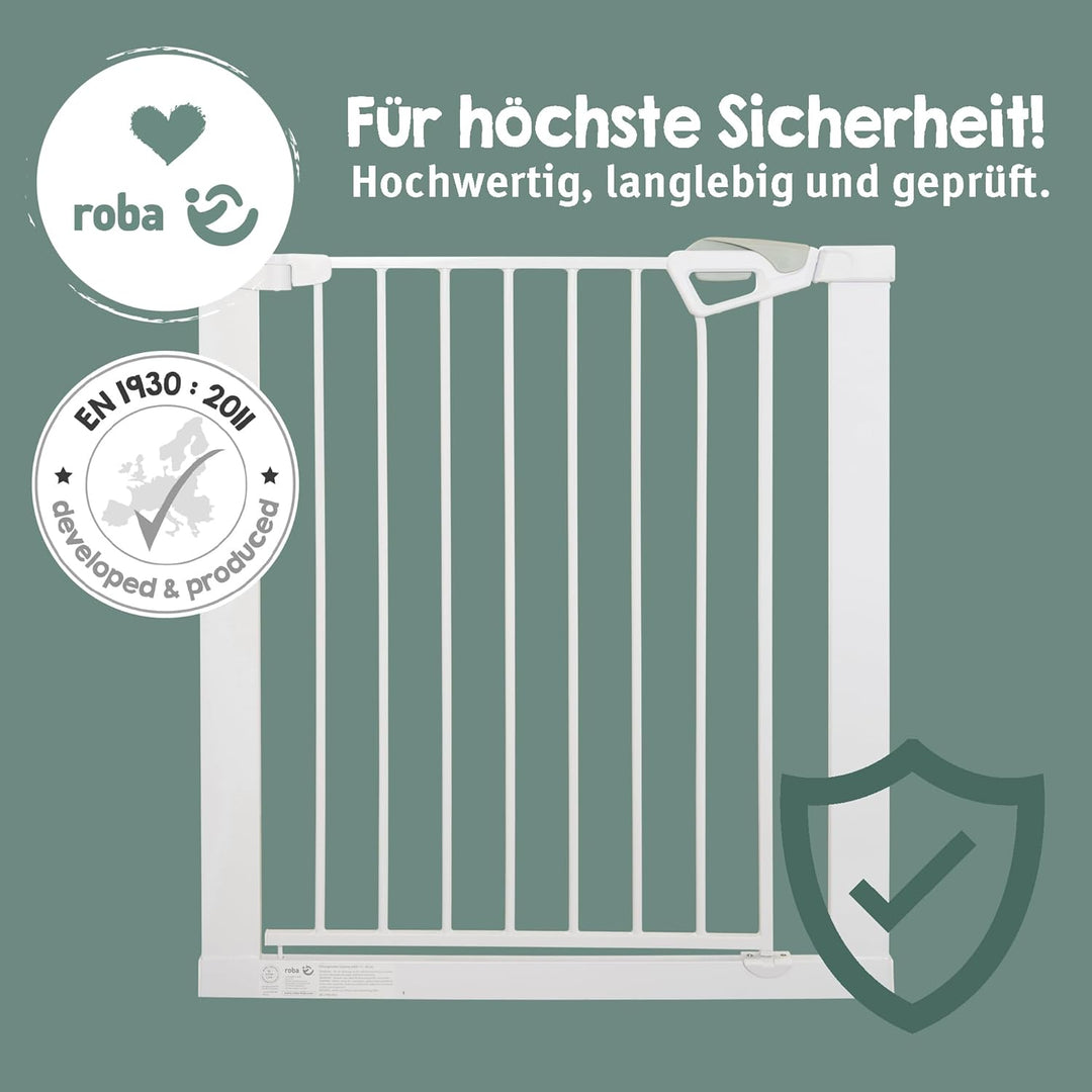 roba easySafe+ Tür- & Treppenschutzgitter aus Metall - Verstellbreite 75-82cm - Erweiterbar bis 110c