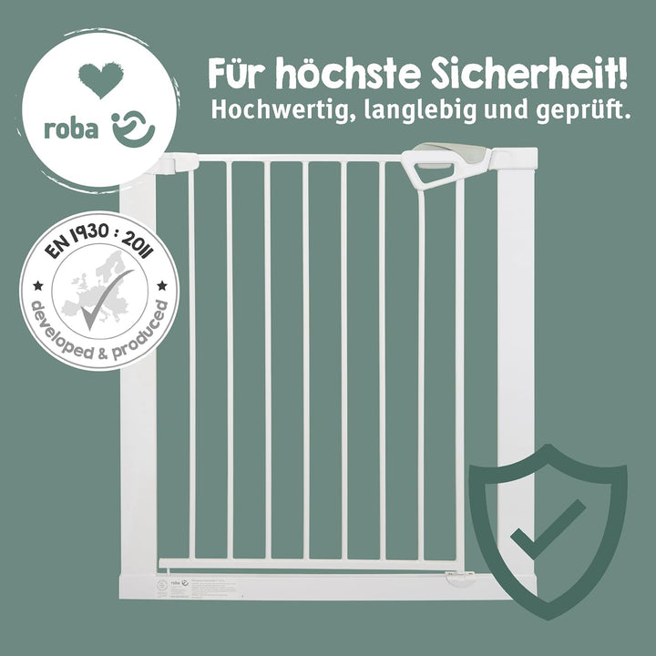roba easySafe+ Tür- & Treppenschutzgitter aus Metall - Verstellbreite 75-82cm - Erweiterbar bis 110c