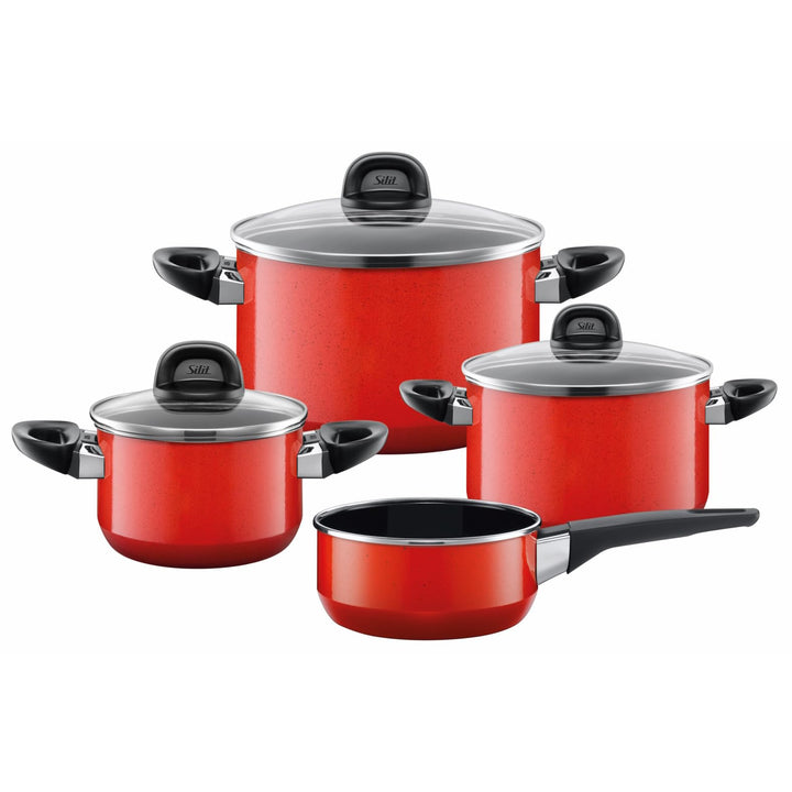 Silit Modesto Topfset Induktion 4-teilig, Kochtopf Set mit Glasdeckel, Silargan Funktionskeramik, In