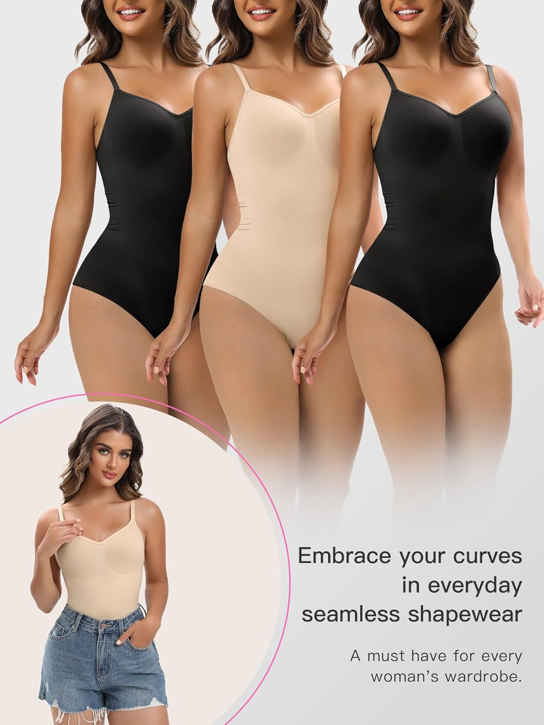 YIANNA Shapewear Damen Bauchweg Body Shaper String Formender Bodysuit Shaping Miederbody Mieder mit