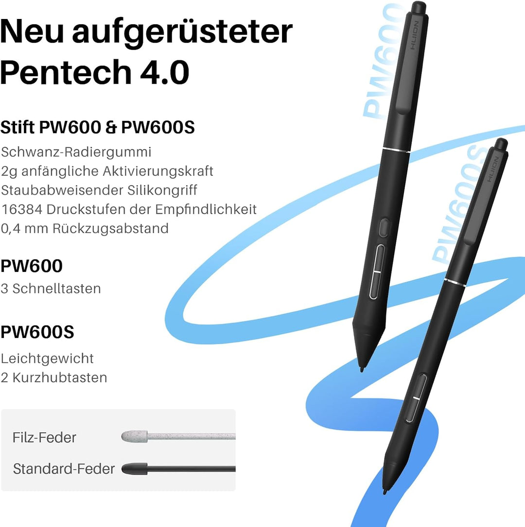 HUION KAMVAS Pro 19 4K Grafiktablett mit UHD Touchscreen Display, 96% Adobe RGB-Zeichenmonitor mit 1