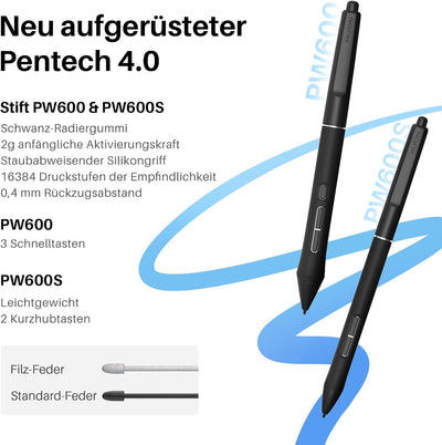 HUION KAMVAS Pro 19 4K Grafiktablett mit UHD Touchscreen Display, 96% Adobe RGB-Zeichenmonitor mit 1