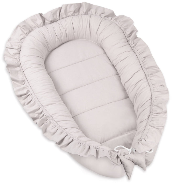 PIMKO Babynest mit rüschen Babynestchen für Baby Kuschelnest Babykokon für Säuglinge und Neugeborene