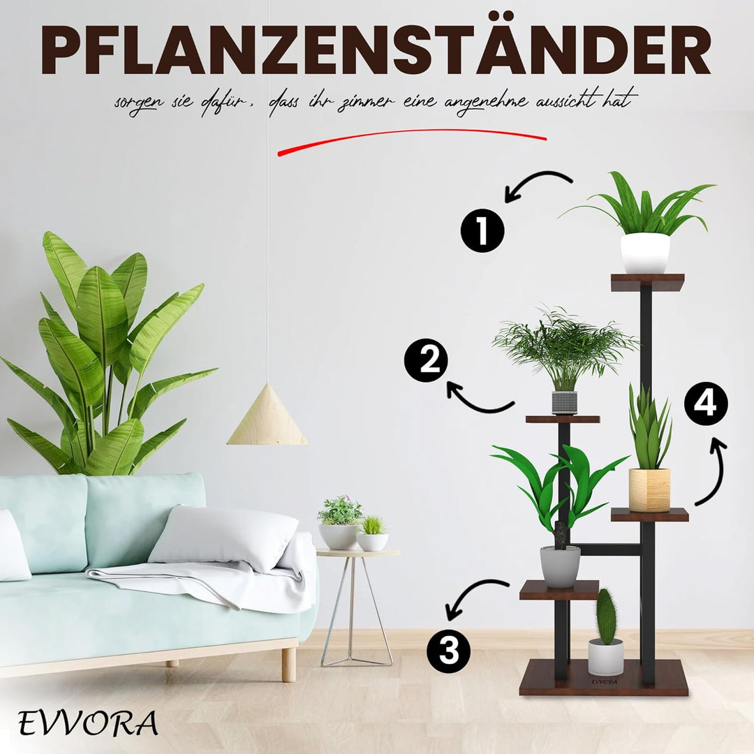 Blumenständer metall - Pflanzenregal Holz - Pflanzenständer mit Werkzeuge als Geschenk -Blumentreppe