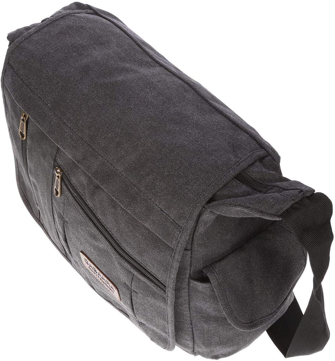 Christian Wippermann grosse XL Herren Damen Tasche Umhängetasche Canvas Messenger Bag Schwarz, Schwa