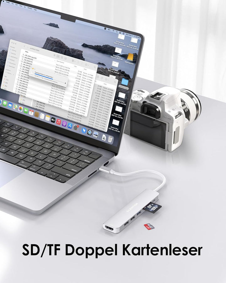 LENTION USB C Hub mit 100W PD Aufladung, 4K@60Hz HDMI, SD/TF Kartenleser, USB 3.0, Adapter USB-C auf