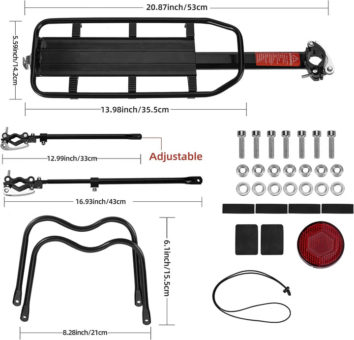 ROCKBROS Fahrrad Gepäckträger Mountainbike Gepäckträger Schnellspanner mit Reflektor 24-29 Zoll mit/