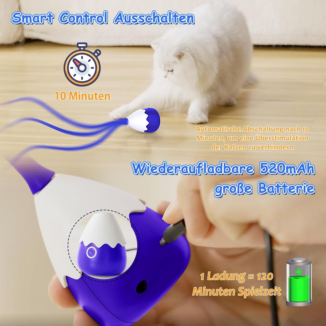 lifefav Katzenspielzeug für Hauskatzen, 2-in-1 magisches Silikon-Schwanzspielzeug, automatisches int