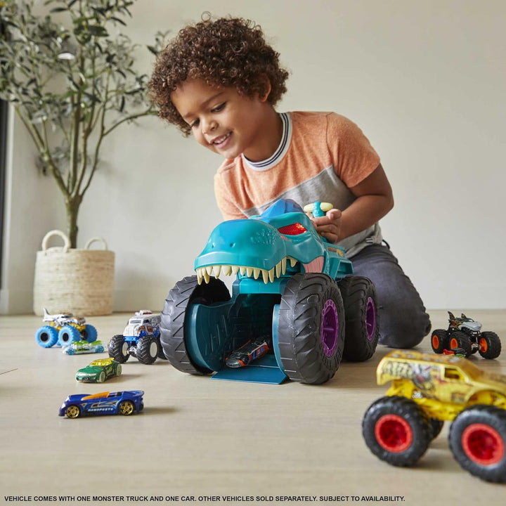 Hot Wheels Monstertruck Mega Wrex, 'frisst und verdaut' Hot Wheel Autos, mit Beleuchtung und Geräusc
