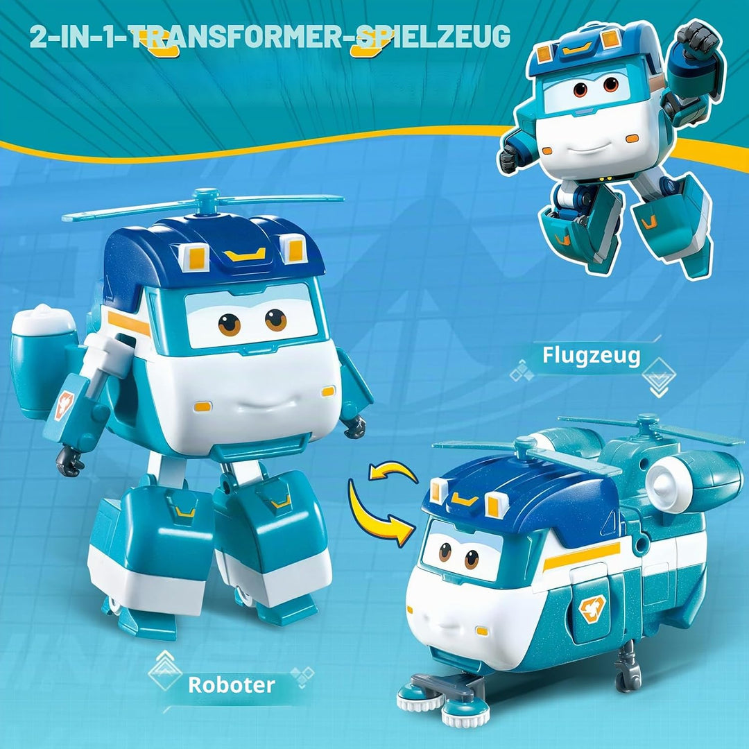 Super Wings EU770239 - Transforming Shine, ca. 12 cm grosse verwandelbare Spiel-Figur, Roboter und F