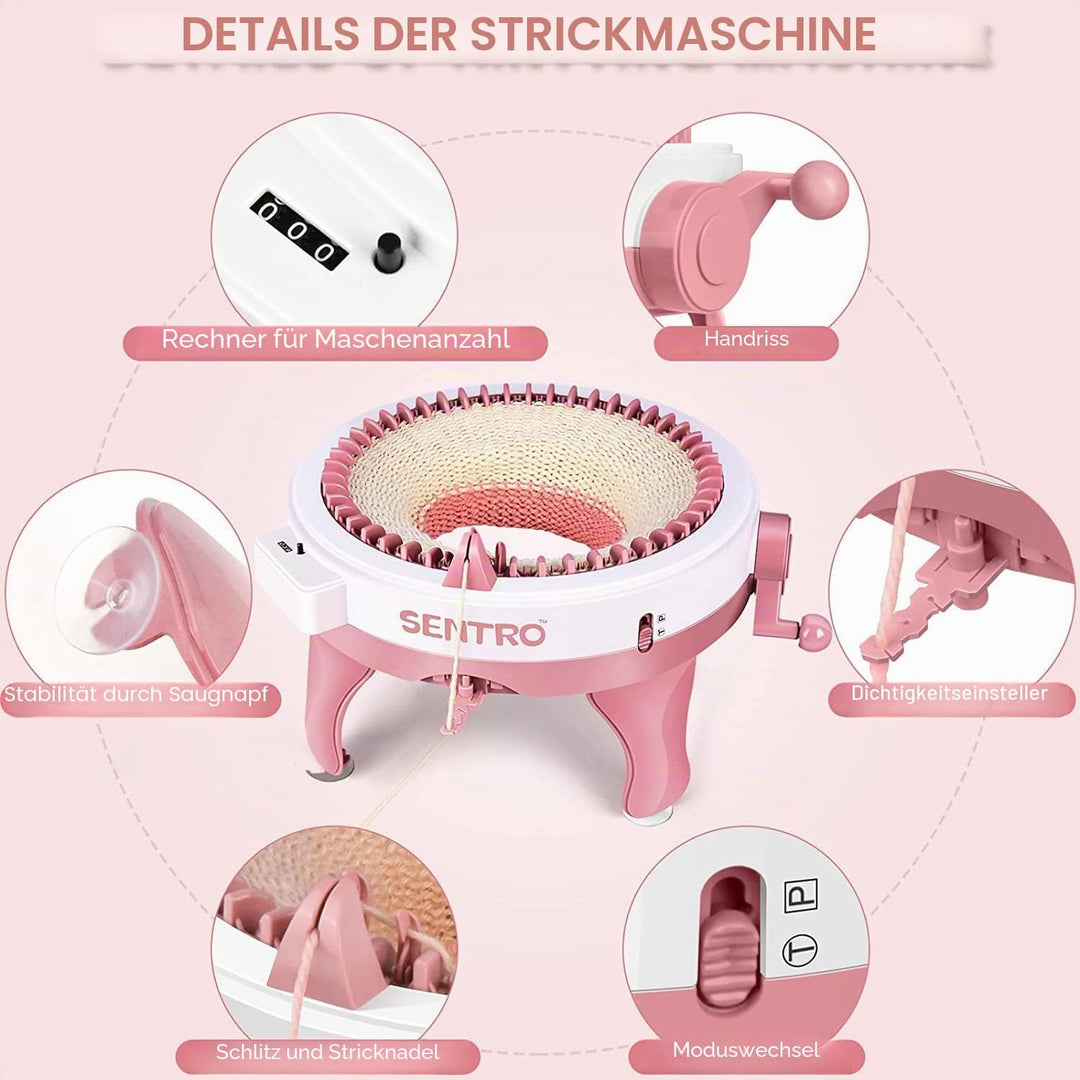 SENTRO Strickmaschine, 48 Nadeln Strickmaschine mit Reihenzähler, Dualmodus Stricken Webrahmen Masch