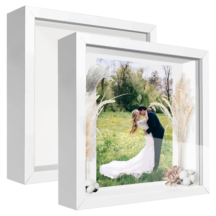 sunmeg 2Pcs 3D Bilderrahmen zum Befüllen 30 x 30cm Bilderrahmen Tief 3D Objektrahmen Hölzern bis 3cm