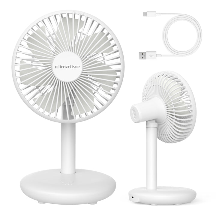 Tischventilator sehr leise - Akku USB Ventilator 4000mAh, Ø 16,5cm, bürstenloser 7-Flügel Mini Lüfte