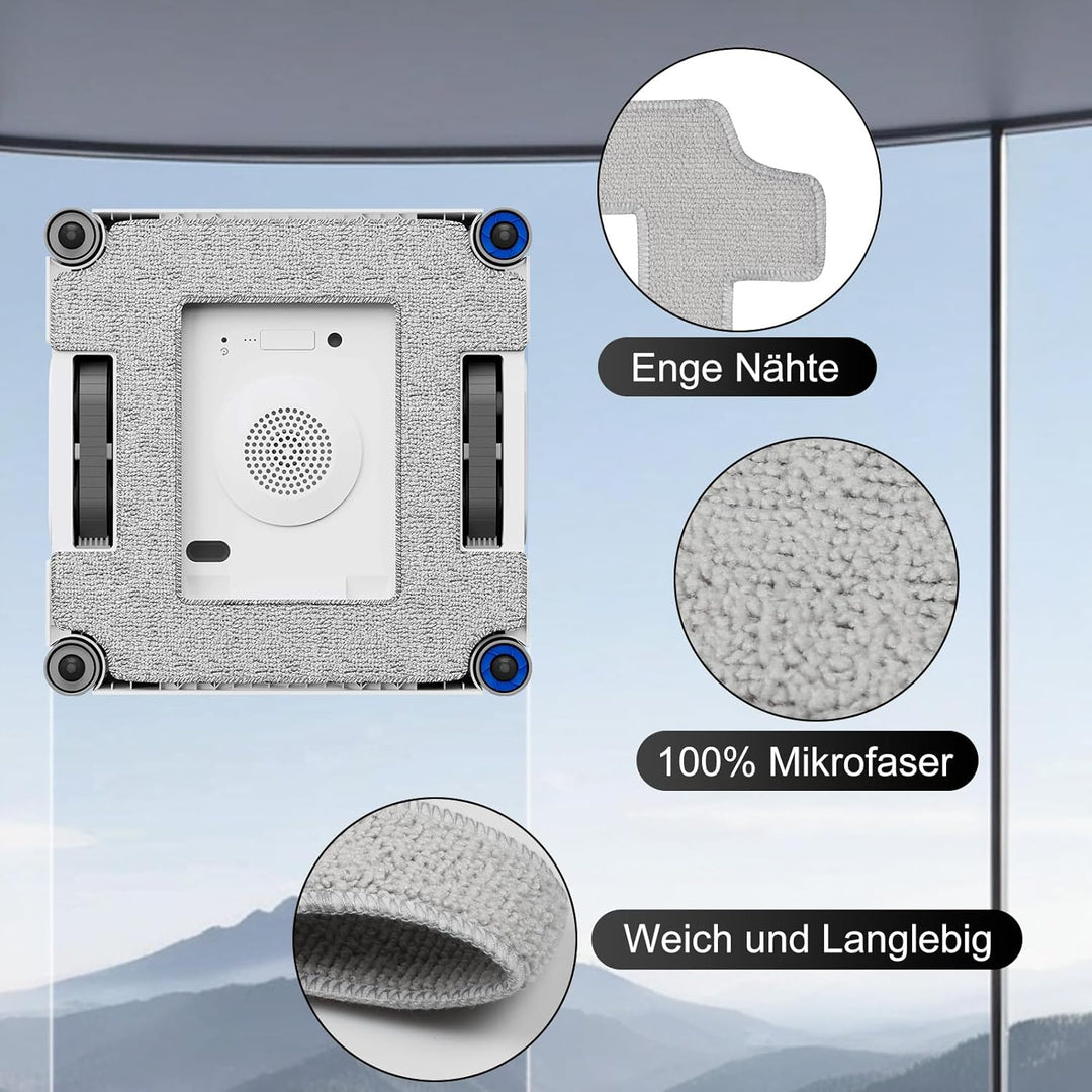 16 Stück Reinigungspad für ECOVACS WINBOT W2S Omni / W2S Fensterputzroboter, Waschbare Mikrofaser Wi