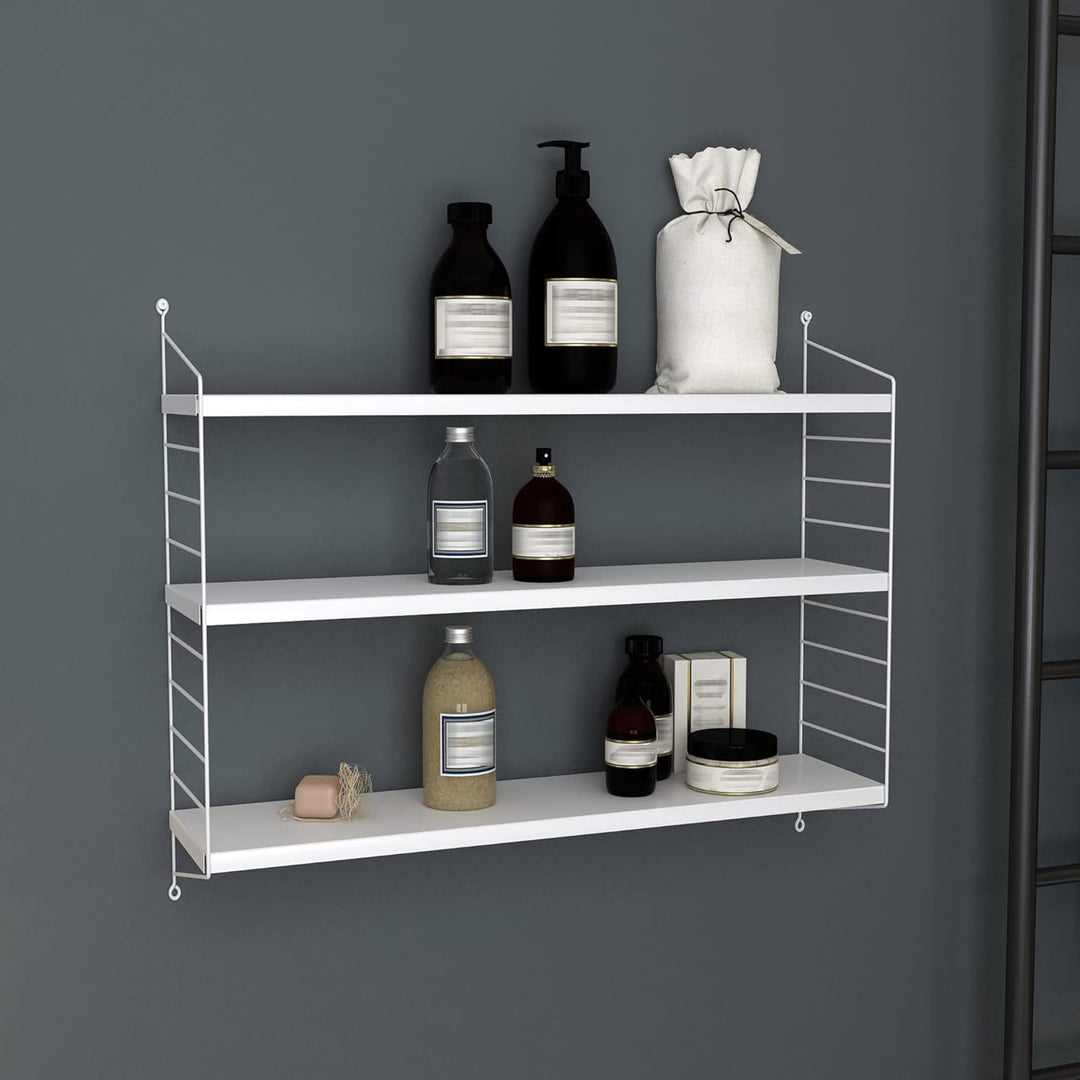 [en.casa] Modulares Wandregal Strängnäs 3er Set Metallregal Weiss Hängeregal mit 3 Regalböden Badreg