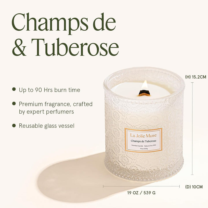 La Jolíe Muse Duftkerze im Glas, Gardenie &amp; Ylang-Ylang Duftkerze, 550g, Natürliche Kerze für zu Hau