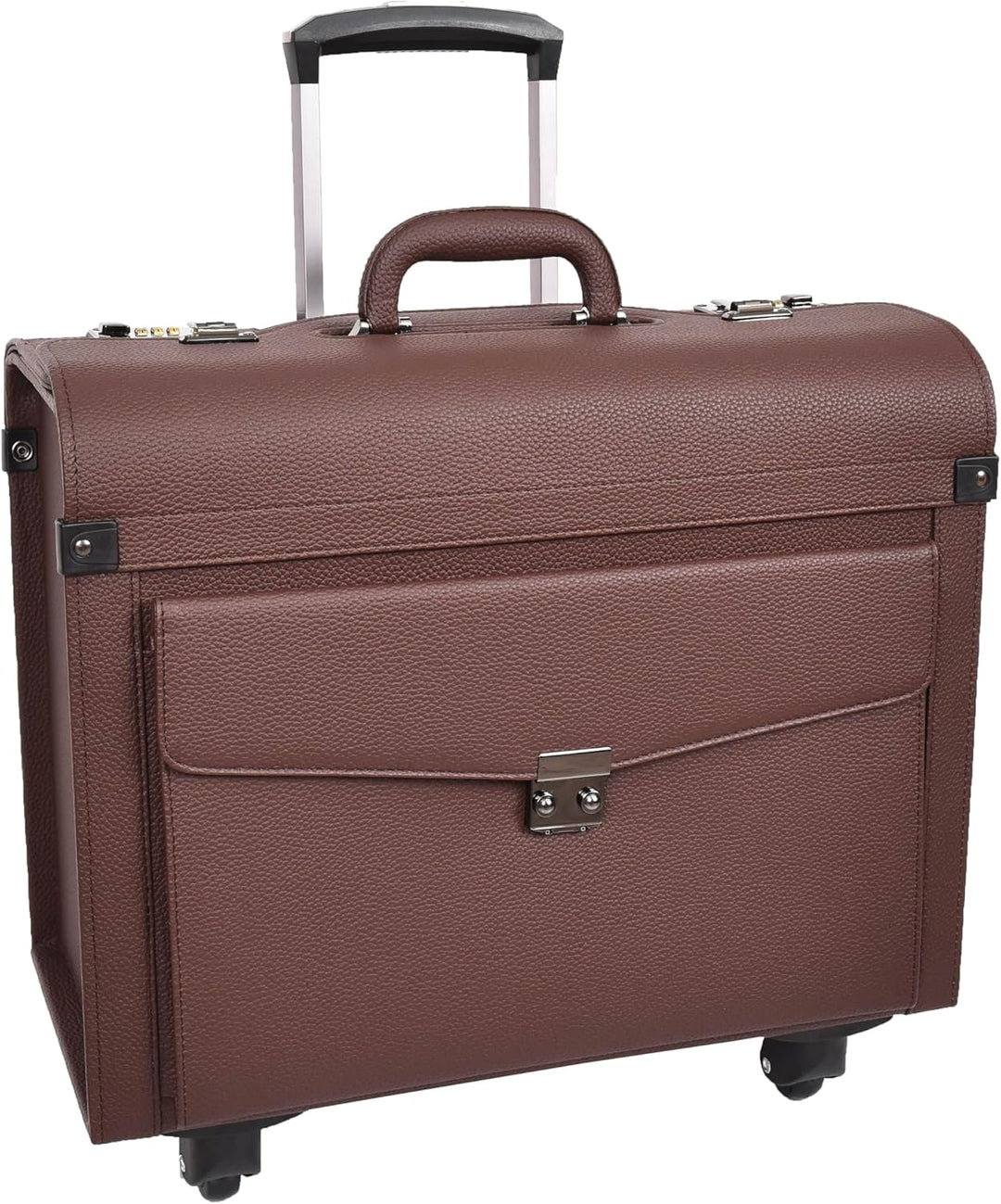 A1 FASHION GOODS Rollkoffer aus Kunstleder, 4 Rollen, Kabinengrösse, Doppelschloss, Business-Reiseta