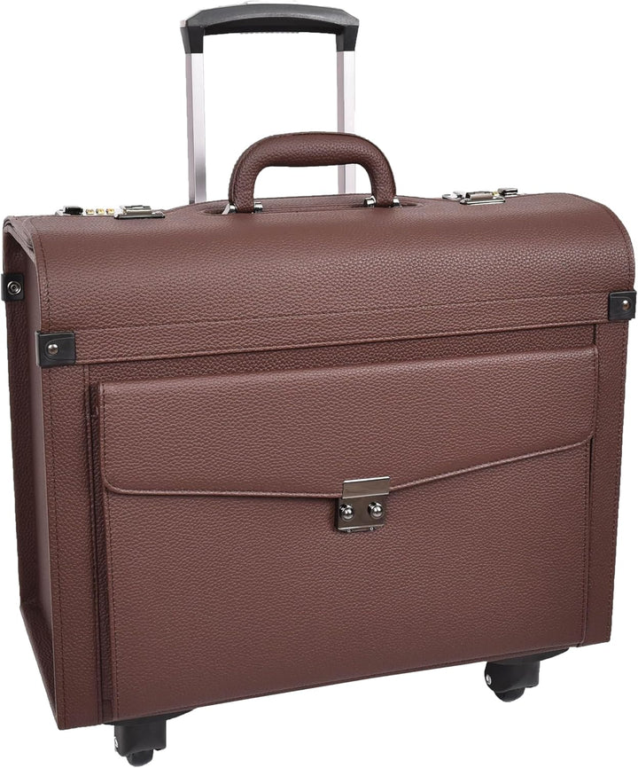 A1 FASHION GOODS Rollkoffer aus Kunstleder, 4 Rollen, Kabinengrösse, Doppelschloss, Business-Reiseta