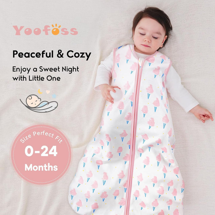 Yoofoss Schlafsack Baby Sommer 0.5 Tog - 3er Pack 84cm/12-18 Monate 100% Baumwolle Sommerschlafsack