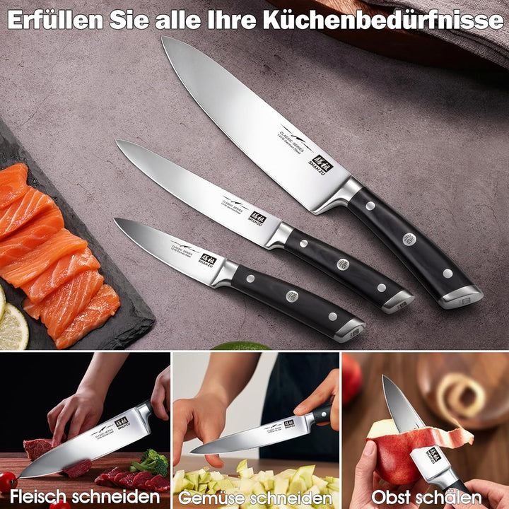 SHAN ZU Kochmesser Küchenmesser Set Profi Messer Chefmesser Allzweckmesser Deutscher Edelstahl Extra
