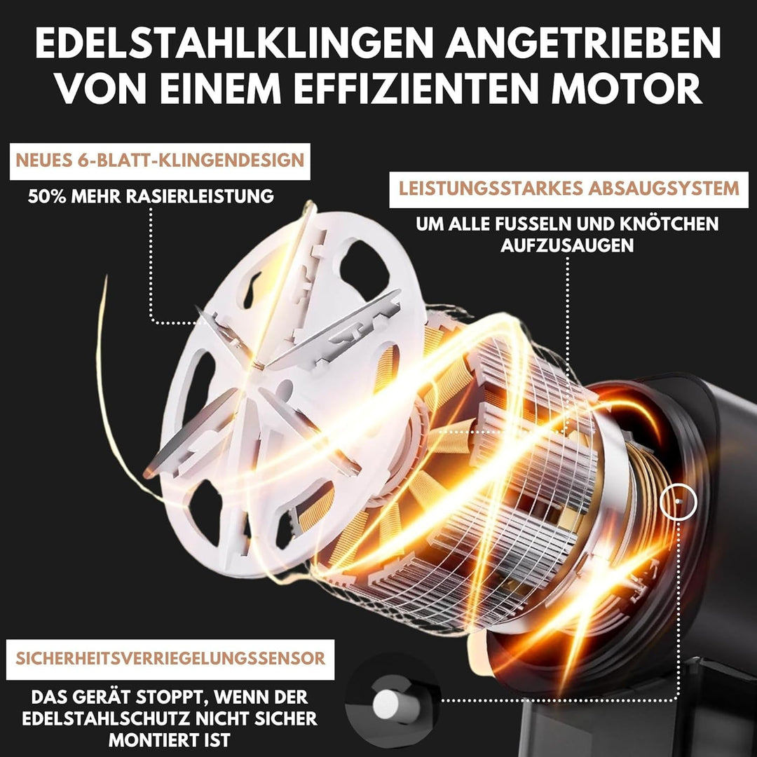 Fusselrasierer Elektrisch WiredLux - Wiederaufladbarer Fusselentferner für Kleidung & Möbel - LED-Li