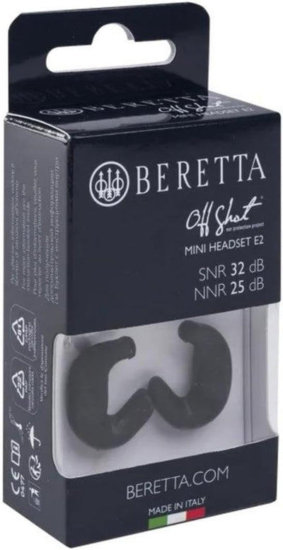 Beretta Silikon Ohrstöpsel Mini Headset E2 passiver Gehörschutz Jagd, Forst, Schiessen (Schwarz), Sc